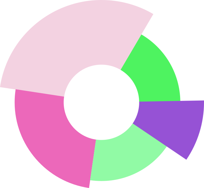 Segmented donut chart in brand colours
