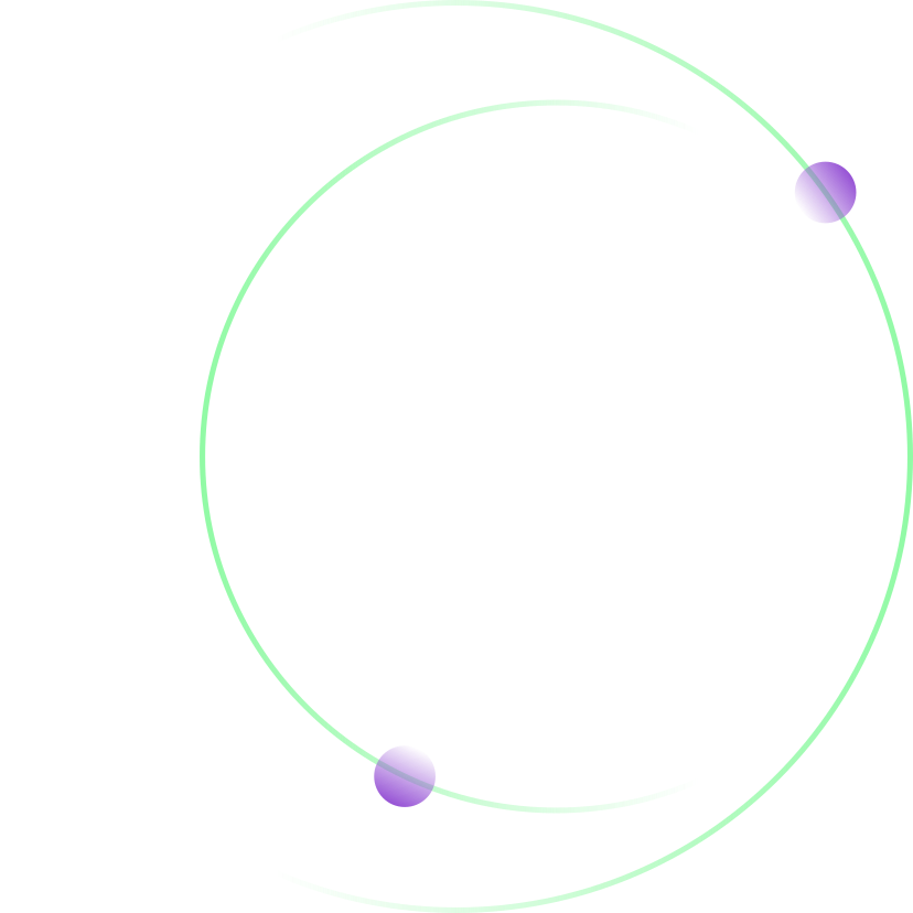 Thin orbit line with dots travelling along it